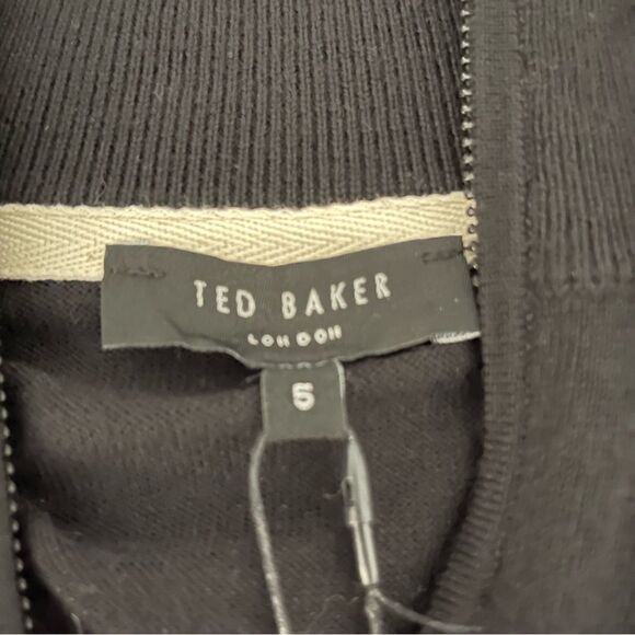 ✨ NWT Ted Baker London Merino Wool Half-Zip Sweater XL Black/Grey - Picture 5 of 13